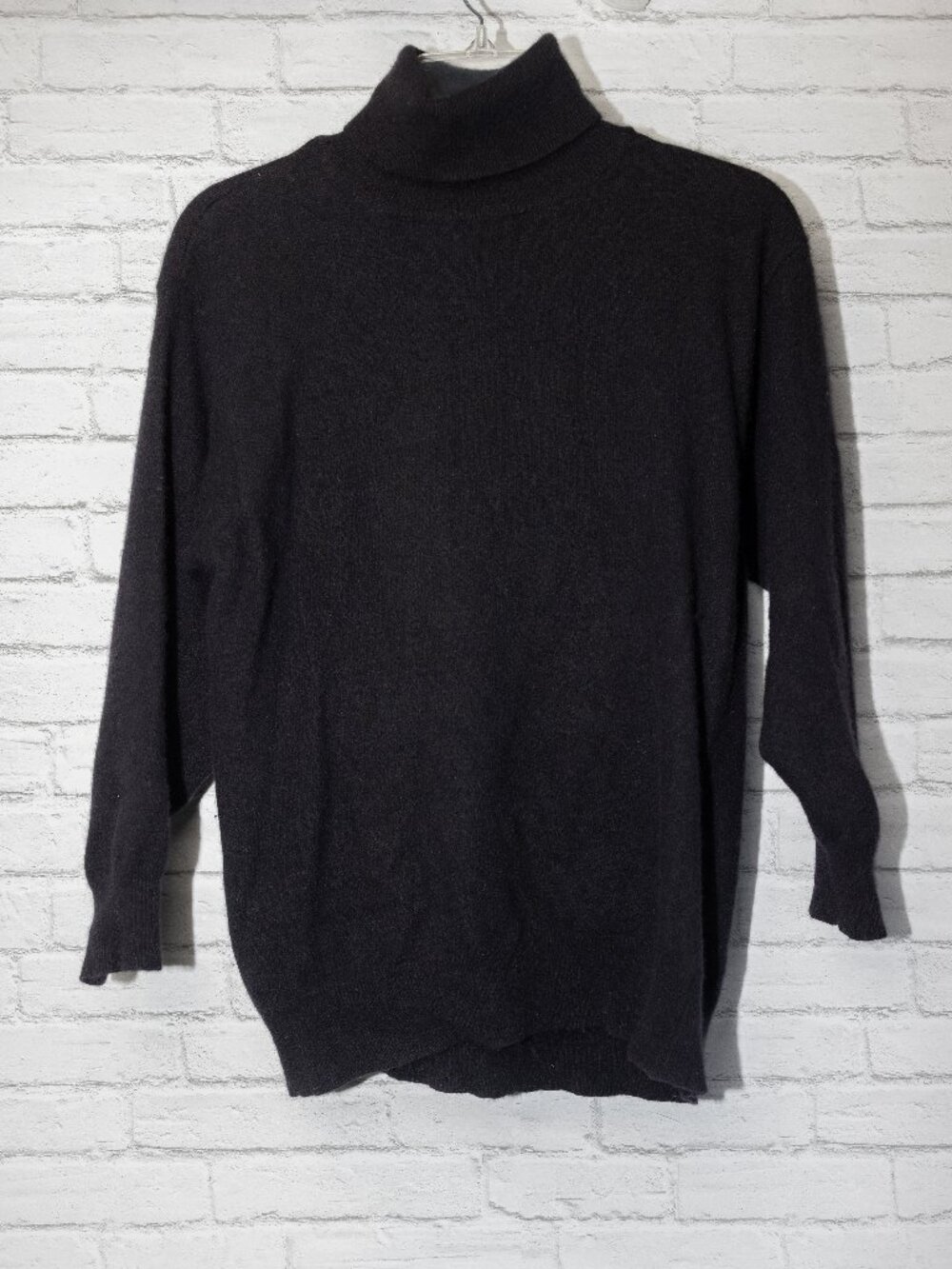 Vintage Black Wool Cashmere Turtleneck Sweater by Marcel Clair – Size 40/42